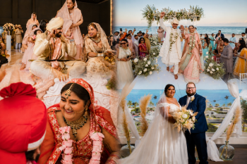 Collage of Sikh, Hindu, and multicultural destination weddings at Planet Hollywood Cancun, illustrating the resort's experience hosting diverse South Asian wedding traditions and celebration styles. Collage of Sikh, Hindu, and multicultural destination weddings at Planet Hollywood Cancun, illustrating the resort's experience hosting diverse South Asian wedding traditions and celebration styles.