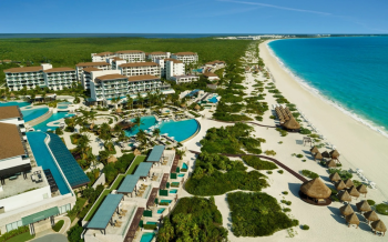 Aerial view of Dreams Playa Mujeres, an Indian destination wedding resort near Cancun. Aerial view of Dreams Playa Mujeres, an Indian destination wedding resort near Cancun.