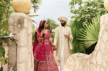 Simi and Rahul at Hotel Xcaret México during their Indian destination wedding in Riviera Maya, Mexico. Simi and Rahul at Hotel Xcaret México during their Indian destination wedding in Riviera Maya, Mexico.