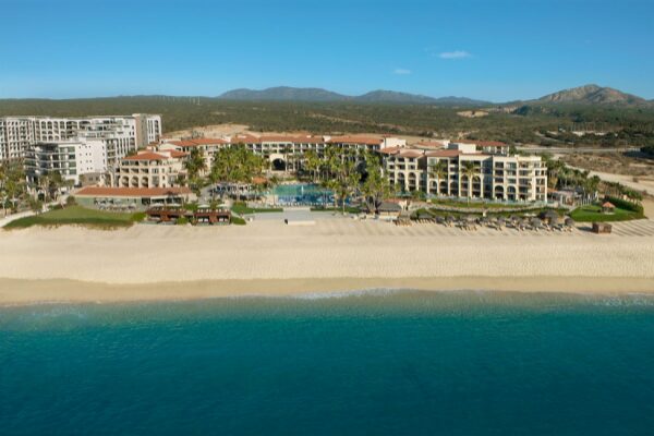 Aerial view of Dreams Los Cabos Suites Golf Resort & Spa along the Sea of Cortez, the setting for Indian destination weddings in Los Cabos, Mexico